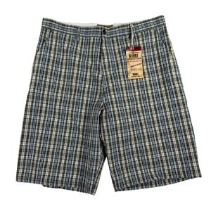 Works Ron Chereskin Cargo Shorts Men 40 Blue Green Plaid Expedition  Cotton